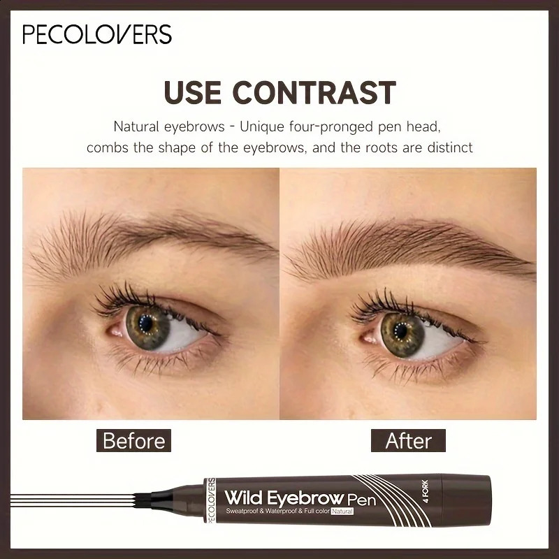 6 Colors 1pc Eyebrow Pen Waterproof 4 Split Tip Eyebrows Pen Eyebrow Tattoo Pen Waterproof Liquid Black Eyebrow Makeup Pencil 240914