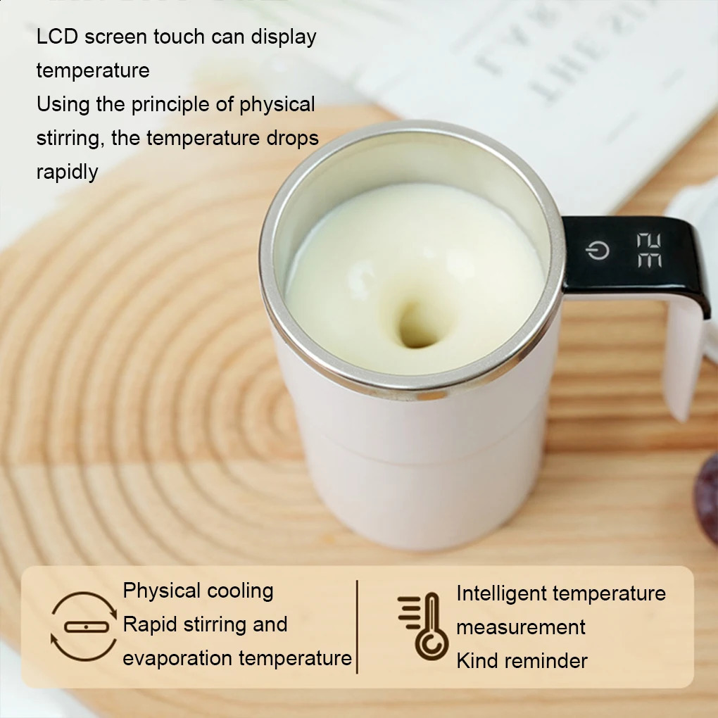 Electric Coffee Mug Creative Stainless Steel Automatic Stirring Magnetic Self Mixing USB Rechargeable Cup For Juice Milkshake 240910