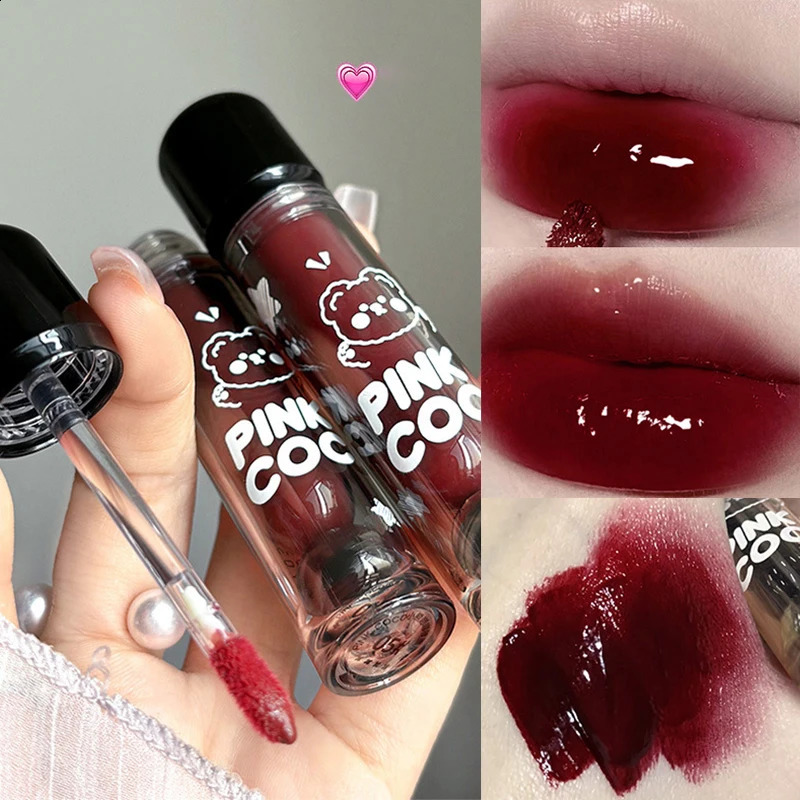 Punk Juice Red Lipgloss Black Mirror Glass Water Light Clear Lip Glaze Waterproof Non Stick Liquid Lipstick Nude Tint Makeup 240911