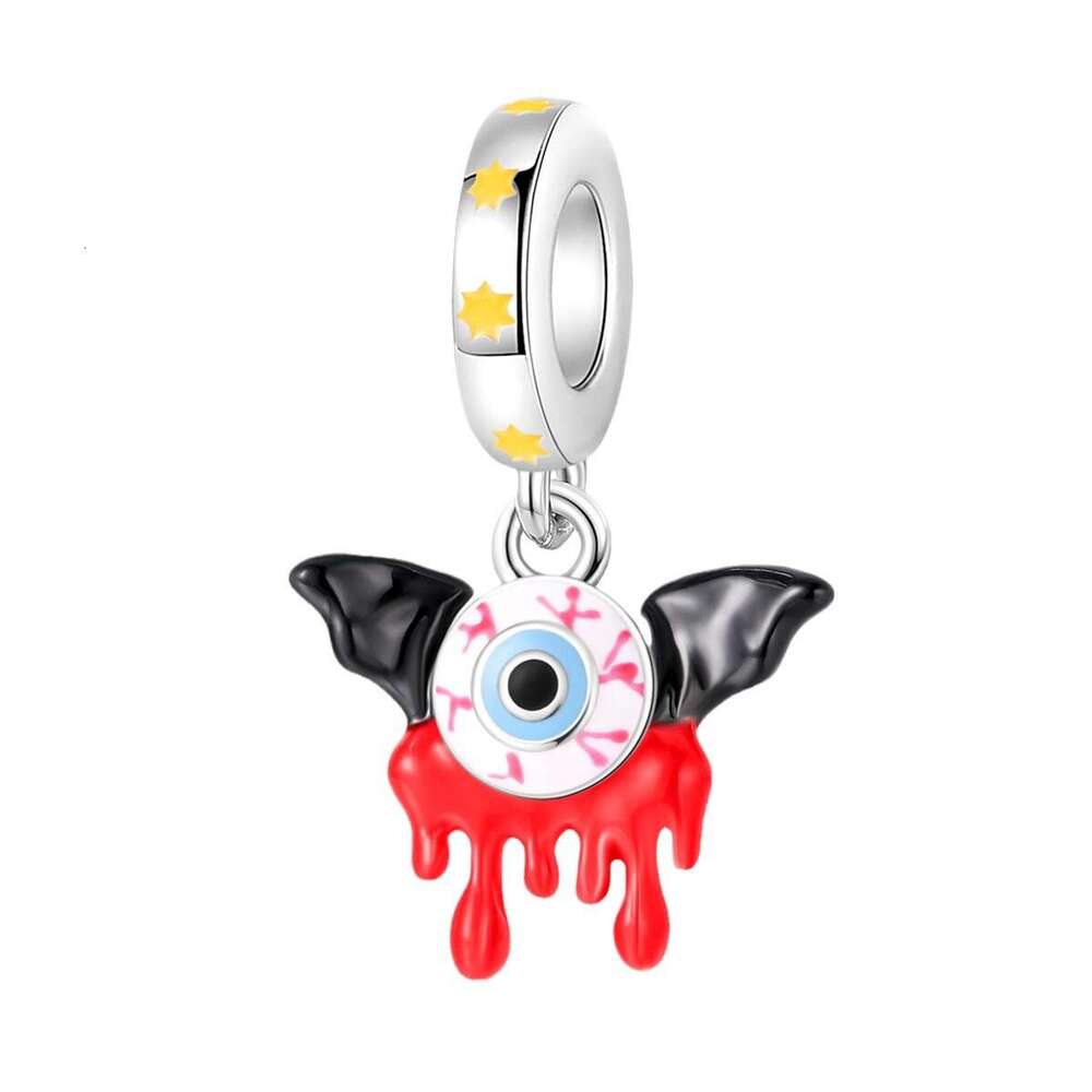 925 Sterling silver Halloween series, trick or treat without candy, skull, blood red demon, creative personality DIY bracelet Gifts for women