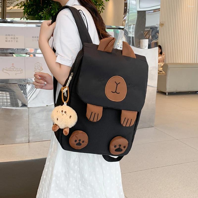 School Bags Capybara Students Large Capacity Cartoon Backpack For Girls Kawaii Teenage Daypack Adjustable Strap Bookbag Knapsack