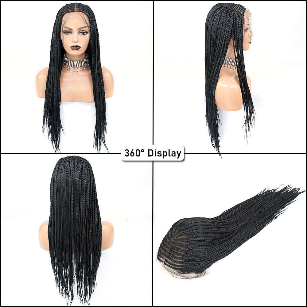 13X8 Lace Front Wigs Cornrow Box Braid With Baby Hair Middle Part Knotless Braided Wig For Black Women 30Inch