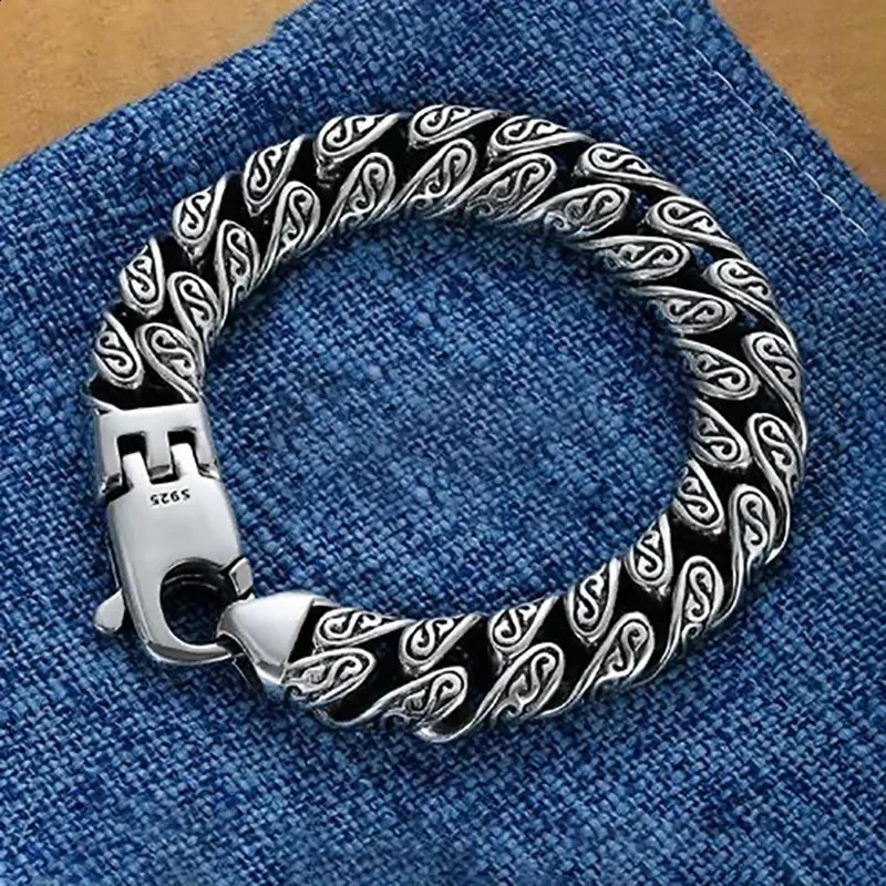 CHUANGCHENG Fashion Pure Silver Italian Charm Mens Bracelet Jewelry Chain 925 Original 240912