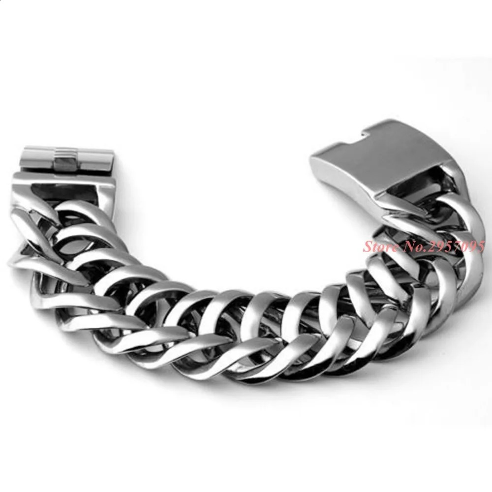 2030mm wide mens chain Cuban heavyduty 316L stainless steel bracelet free delivery 240912