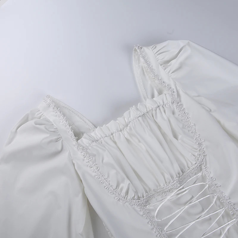 Long sleeved Lolita black dress Gothic aesthetic puff sleeves high waisted retro belt lace decoration party clothing womens 240913