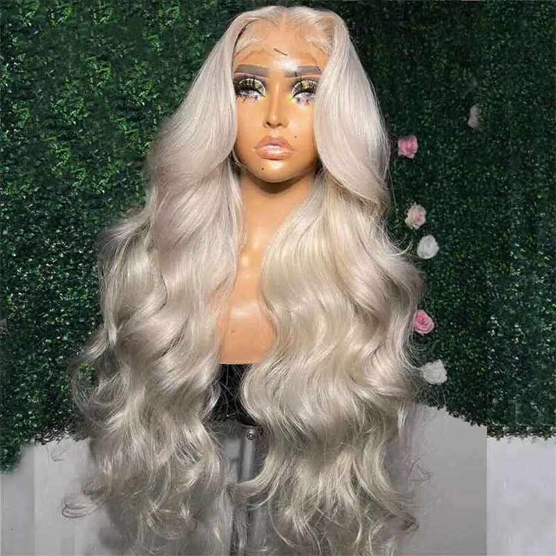 26 Inch White Ash Blonde Silky Straight Synthetic Lace Front Wig For Women With Babyhair Preplucked Glueless Dray Queen Cosplay