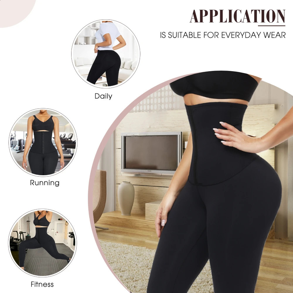Women Fajas Leggings Waist Trainer Leggings High Waisted Tummy Control Slimming Pants Weight Loss Body Shaper Workout Fittness 240910
