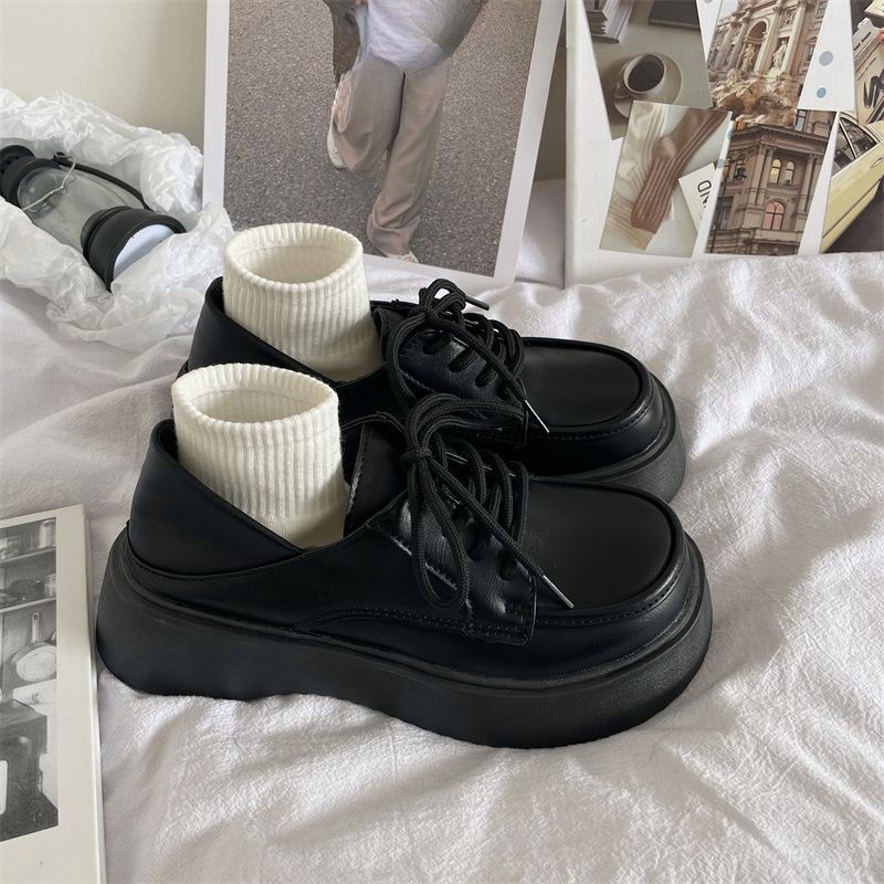 Versatile 2024 Women's Leather Mary Janes: Chunky Heel Slip-on Casual Shoes 54fe