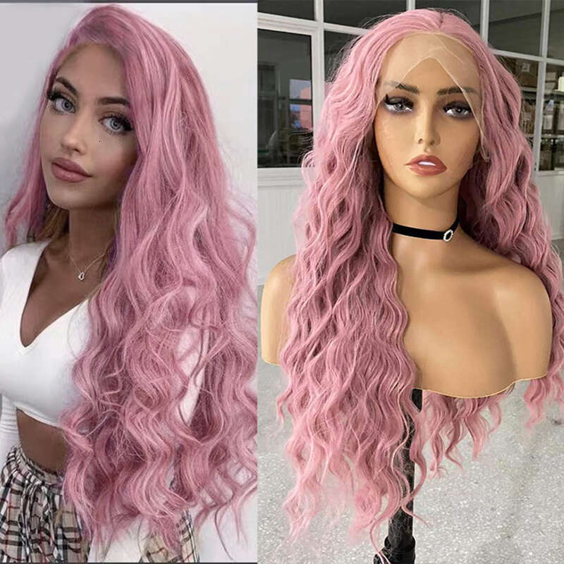 AIMEYA Green Pink Purple Synthetic Lace Front Wigs For Women Body Wave Heat Resistant Natural Haire Daily Use Cosplay Wig