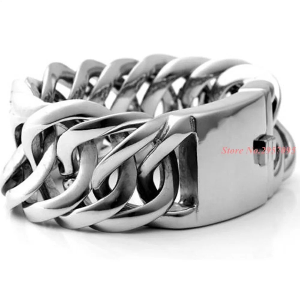 2030mm wide mens chain Cuban heavyduty 316L stainless steel bracelet free delivery 240912