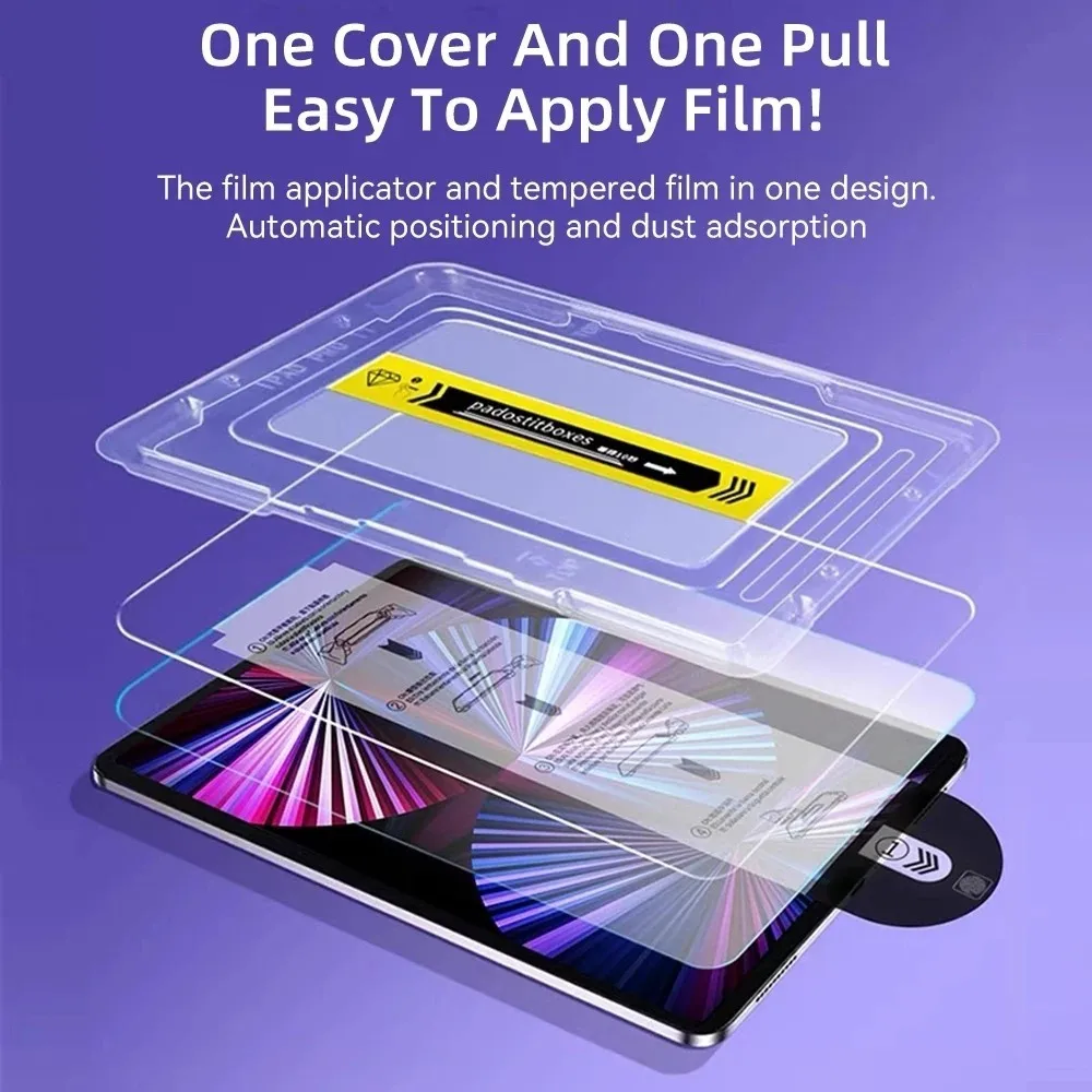 HD Clear Screen Protector For Samsung Galaxy Tab S9 Plus 12.4 S9 FE Plus A9Plus 11 S9 Easy Install Auto-Dust Removal Kit Tempered Glass Film