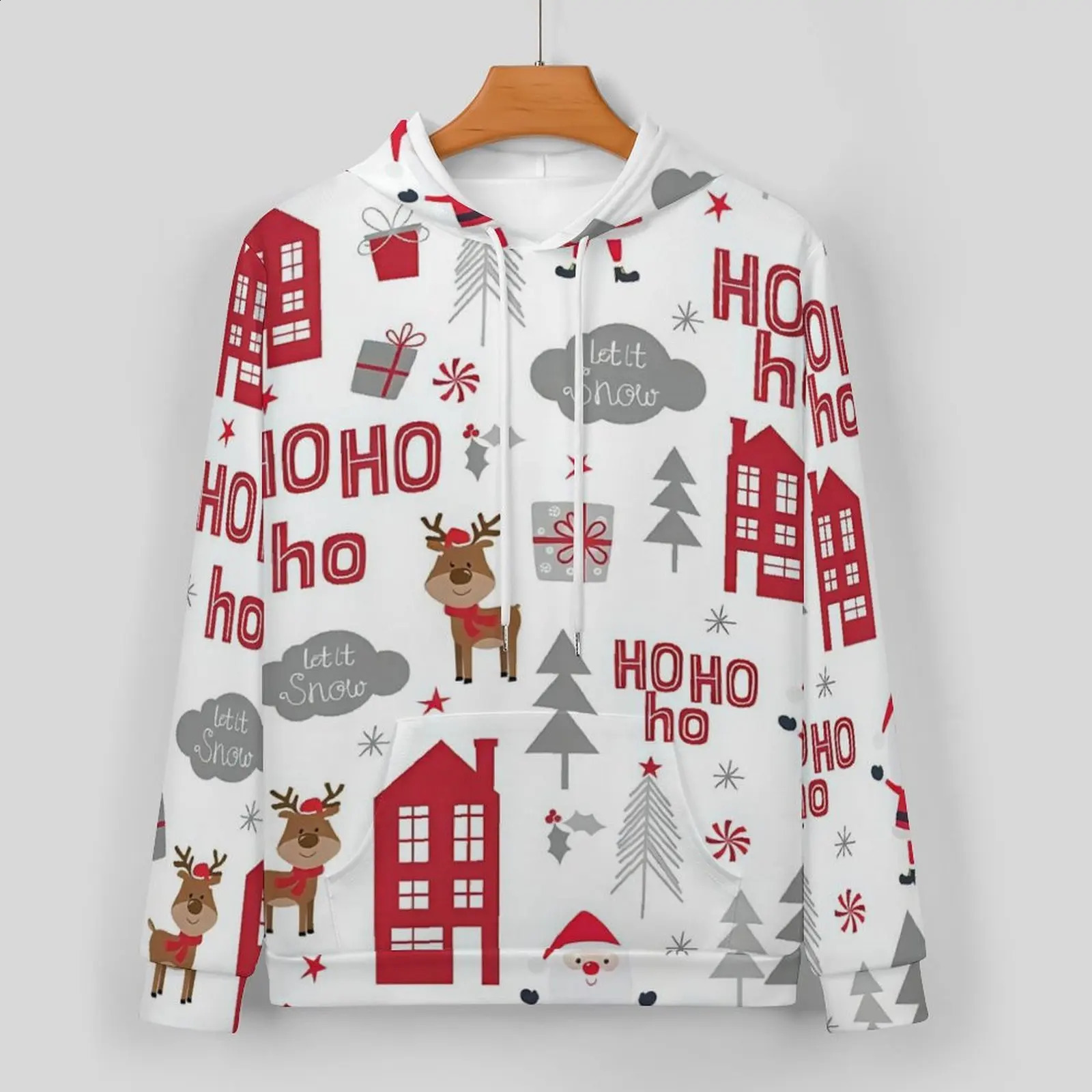 Autumn And Winter Adult Solid Color Simple Cartoon Cute Pattern Illustration Loose American Trend Casual Warm Hoodie Set 240911