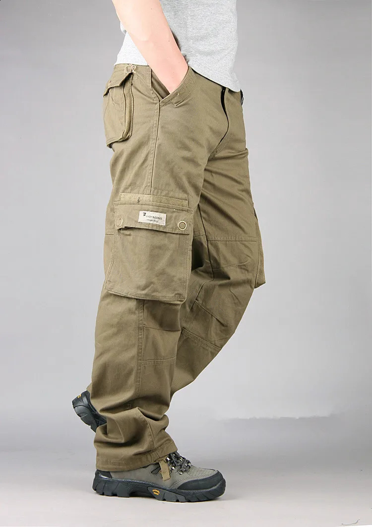 Cotton Cargo Pants Men Casual Long Trousers Spring Multi Pocket Pantalon Homme Tactical Work Pants Mens Clothing 240913