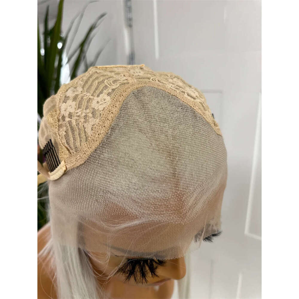 Short Bob Straight Ash Synthetic Lace Front Wig For Women Ombre White Light Blonde Drag Queen Futura Wigs Natural Look