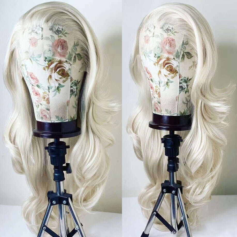 AIMEYA Platinum Long Natural Wave Lace Front Wig Heat Resistant Synthetic Hair Pink Blue Blonde Wigs For Women Daily Use Cosplay