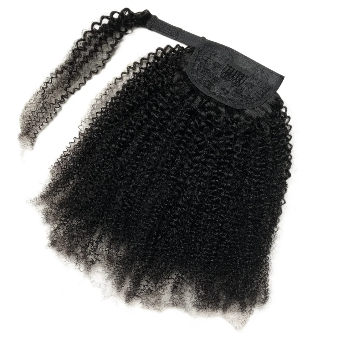 4b 4c Afro Kinky Curly Drawstring Wrap Around Ponytail For black women 140g 1pcs ,4c afro clip in human hair extension