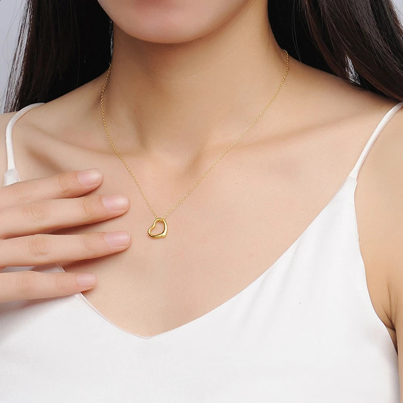 Real Gold 999 Pure Gold Love Heart Pendant 24k Gold Classic 3D Hard Gold Necklace Valentines Day Gift Fine Jewelry 240910