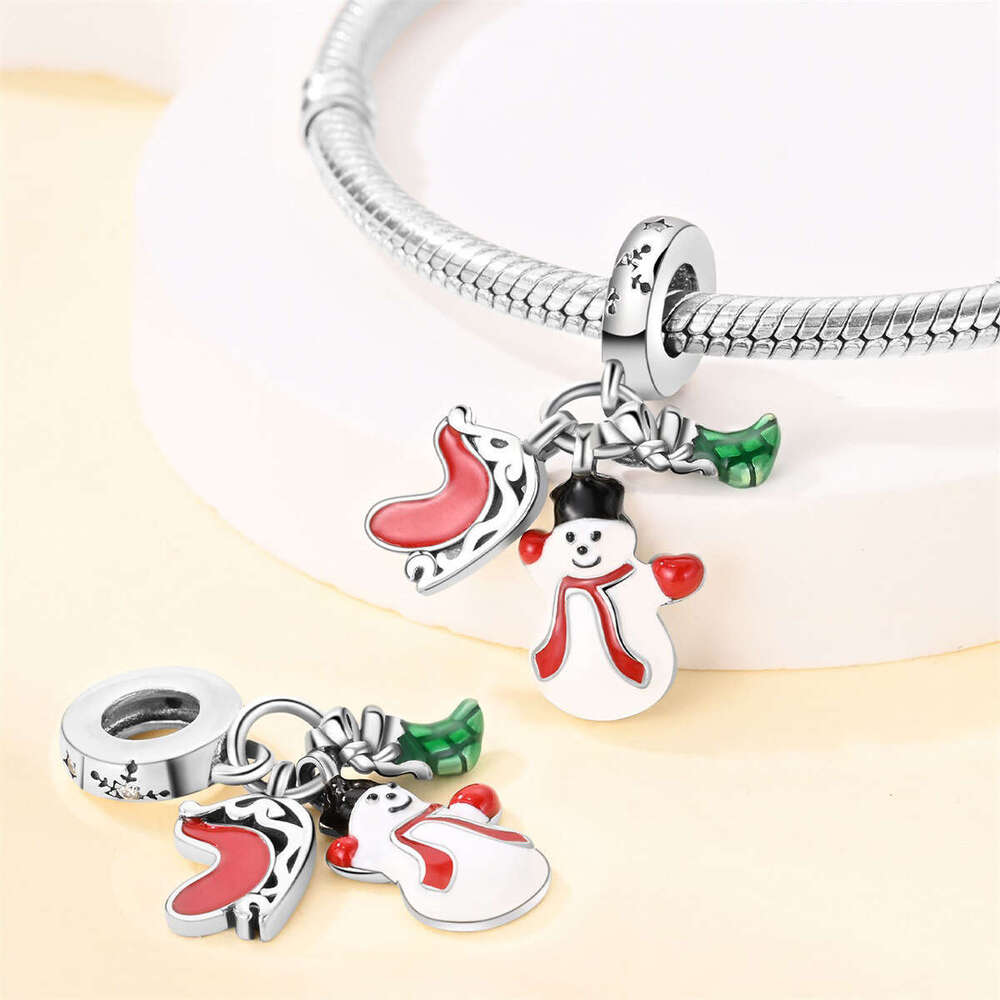 New 925 Sterling Silver Charm Christmas sled bead Fit Charms Silver 925 Original Bracelet DIY Jewelry Making For women Gifts