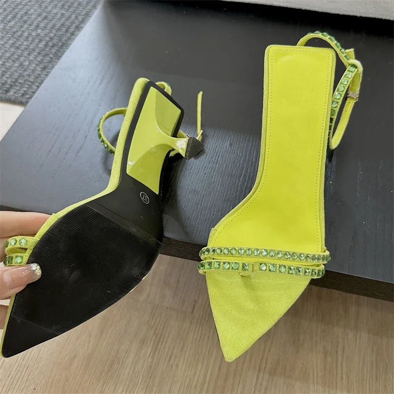 Eilyken Summer Sexy Crystal Narrow Band Buckle Strap Women Sandals Pointed Toe High Heels Banquet Party Shoes Zapatillas Mujer 240914