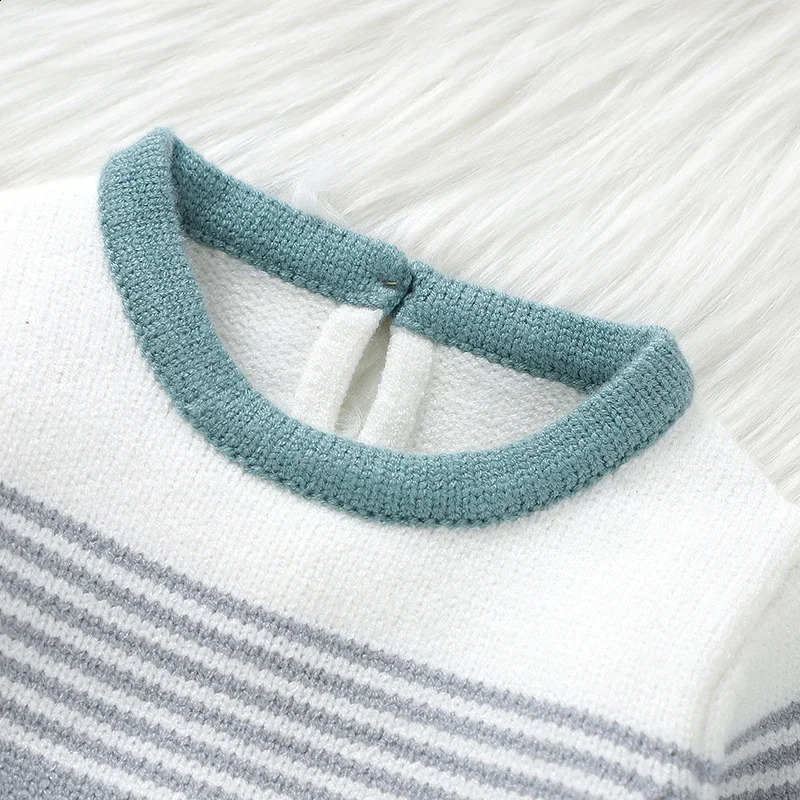 born Baby Clothes Set Knitted Autumn Infant Boy Sweater Pullover Long Sleeve Pants Kid Sweater Trousers 2PC Fashion Striped 240913