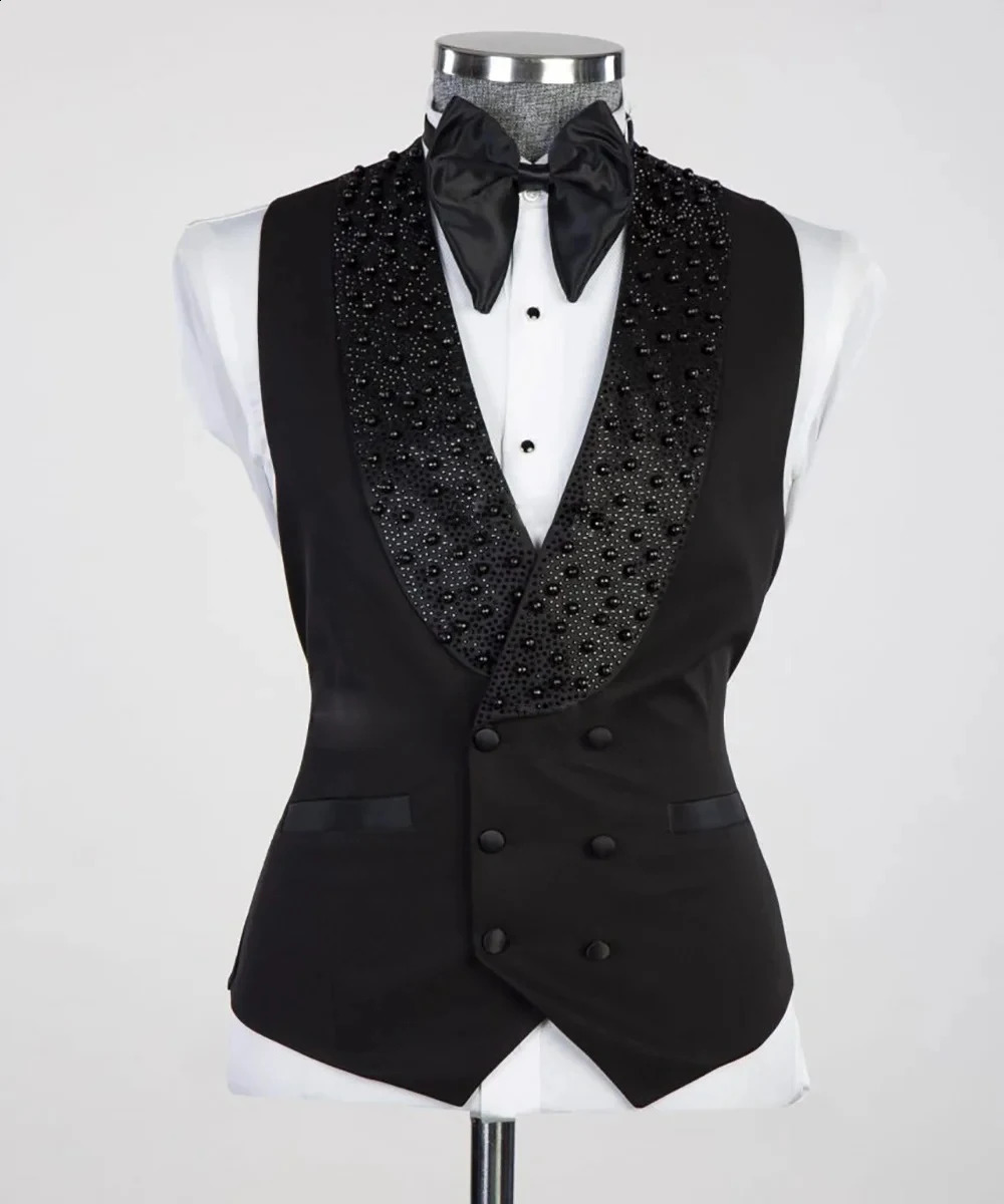 Jewelry Men Suits Ornament Tuxedos Shawl Lapel Male Prom 3 Pieces Wedding Groom Dinner Party Blazer Pants Complete 240914