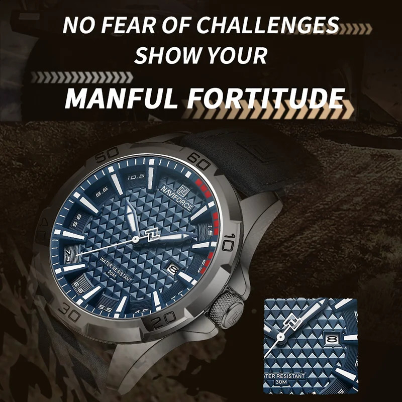 NAVIFORCE Men Fashion Quartz Watches Male Leather Strap Sport Waterproof Wristwatches CalendarClock Relogio Masculino 240906