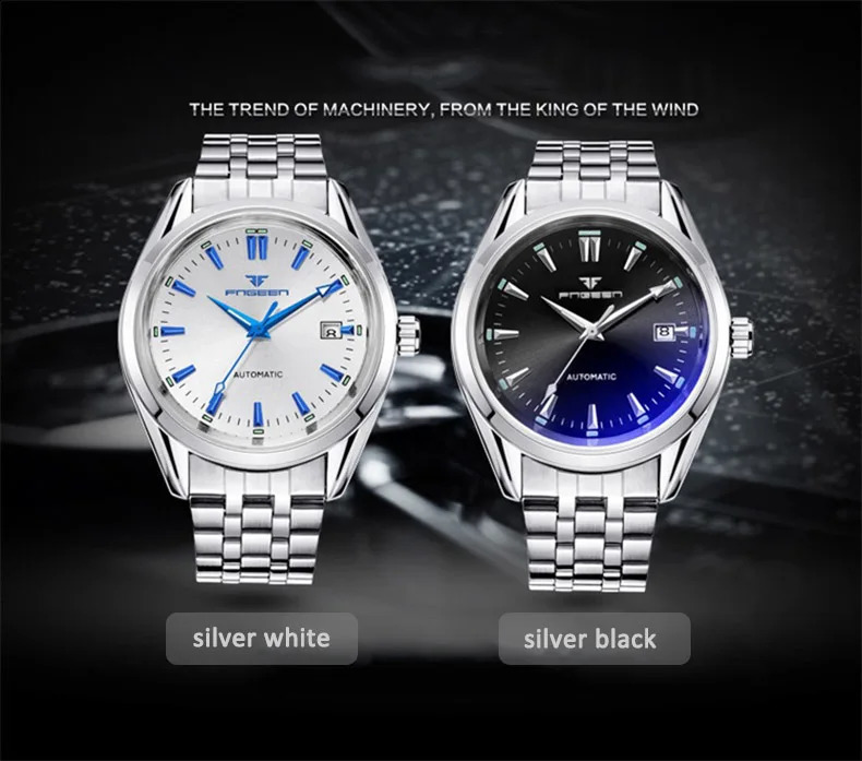 FNGEEN Stainless Business Men Mechanical Watch Fashion Wristwatch Men watches Waterproof clock relogio masculino 240906