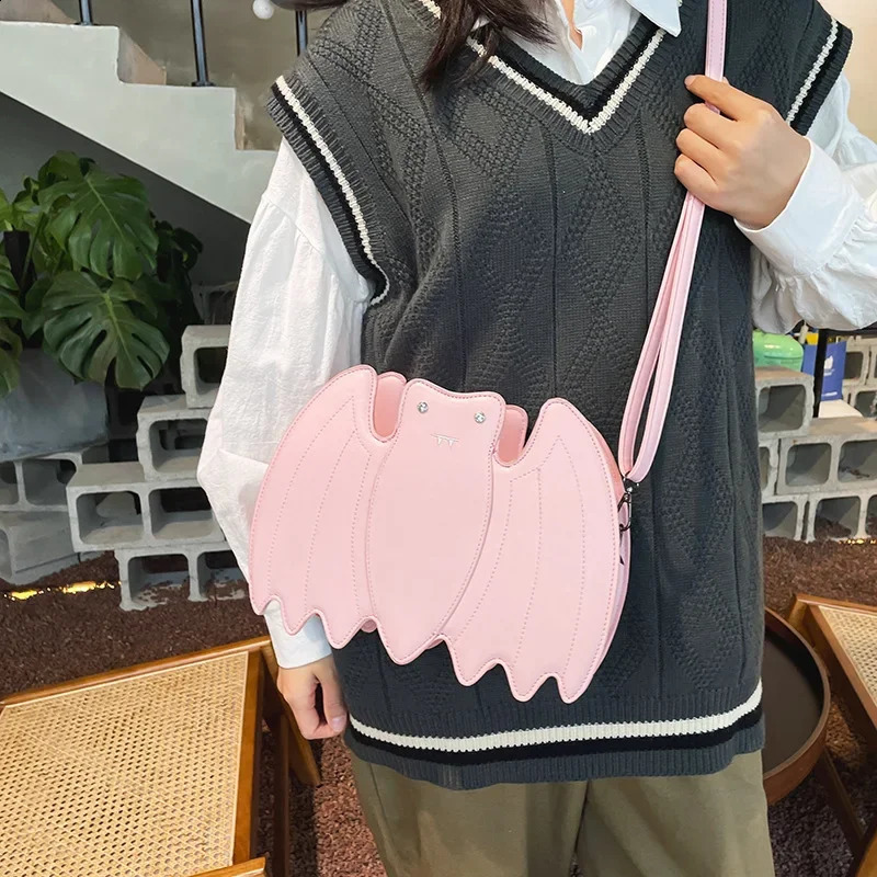 Womens shoulder bag fashion dark punk style creative Spoof fun bat shoulder bag cross body bag wallet and handbag 240912