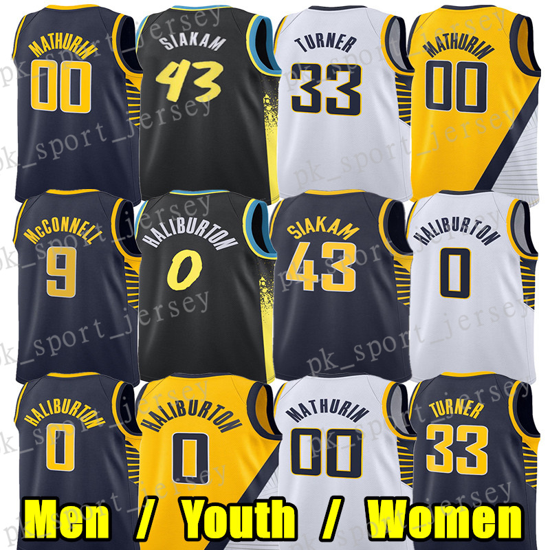 Tyrese Haliburton Basketball Jersey Pascal Siakam Myles Turner Isaiah Jackson Bennedict Mathurin T.J. McConnell Reggie Miller 2024 City Edition Shirt