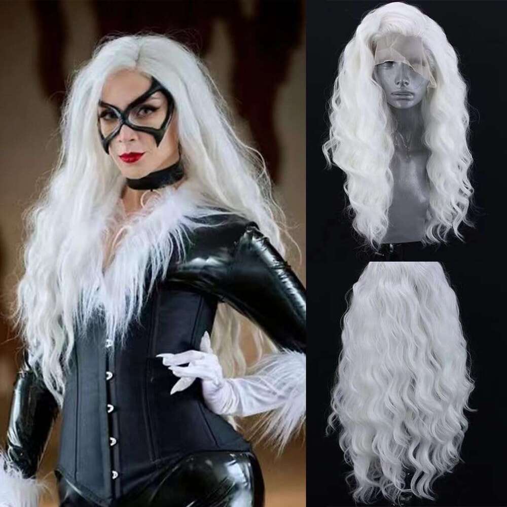 AIMEYA White Front Long Body Wave Synthetic Hair Natural Haire Frontal Lace Cosplay Daily Use Wig