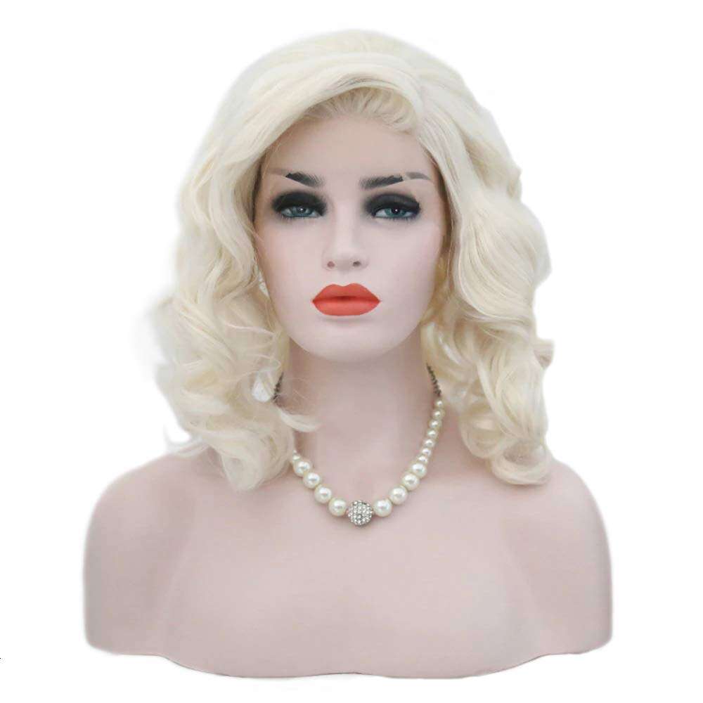 AIMEYA Blonde Bob For Women Short Body Wave Synthetic Lace Front Heat Resistant Hair Daily Use Cosplay Wig