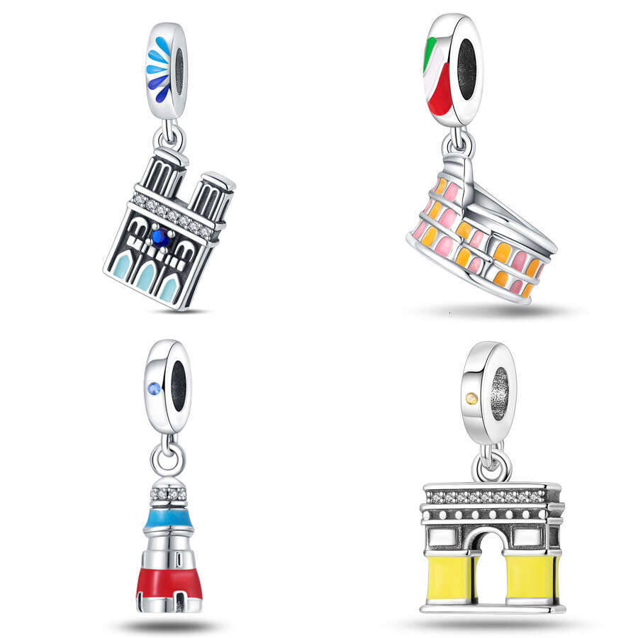 New 925 Sterling Silver Pendant Charm Architectural Series Romantic Cape Lighthouse Bead Fit Charms Silver 925 Original Bracelet DIY Jewelry Making Fo