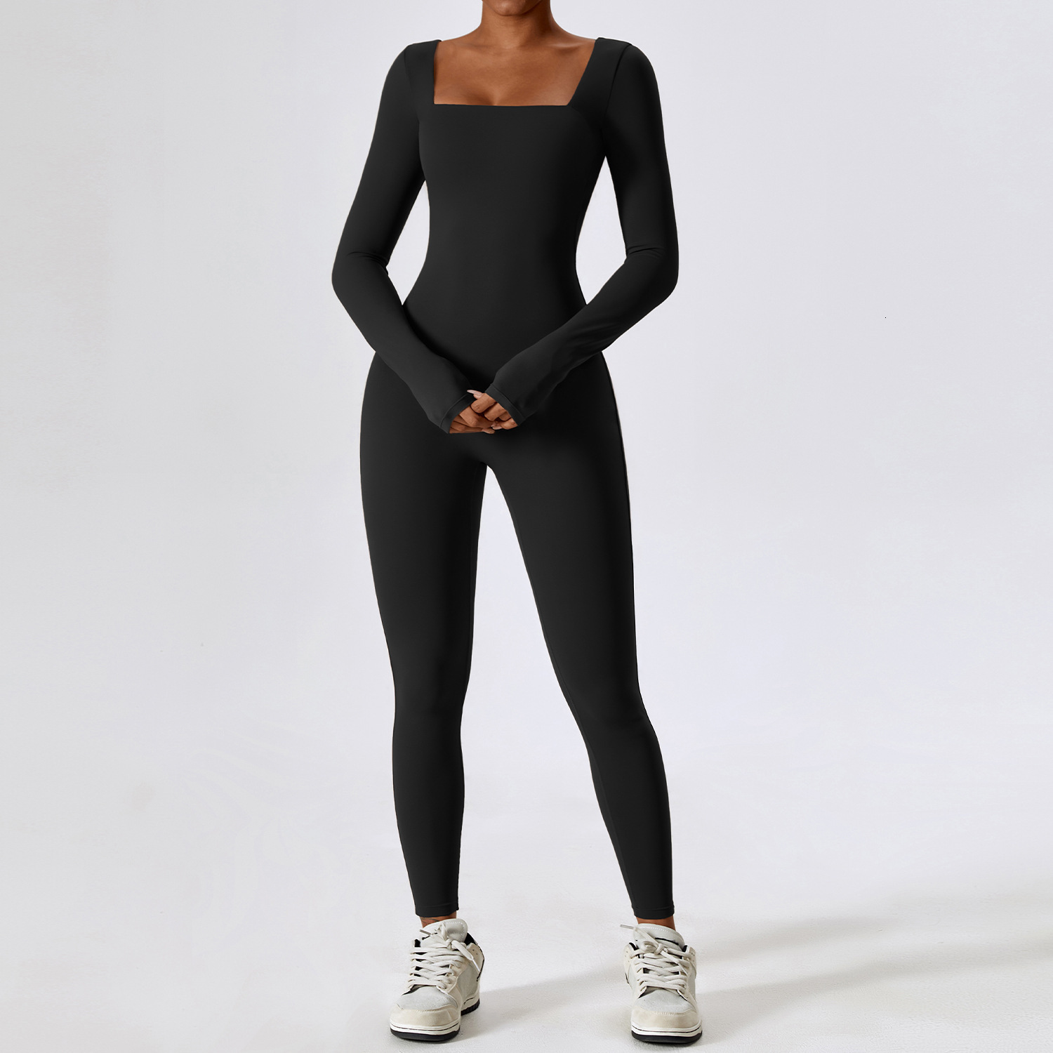 Gym Workout Yoga Clothes Dance Fiess Long Sleeved One Piece Sports Jumpsuit Sexy Tight Boilersuit Women Tracuit