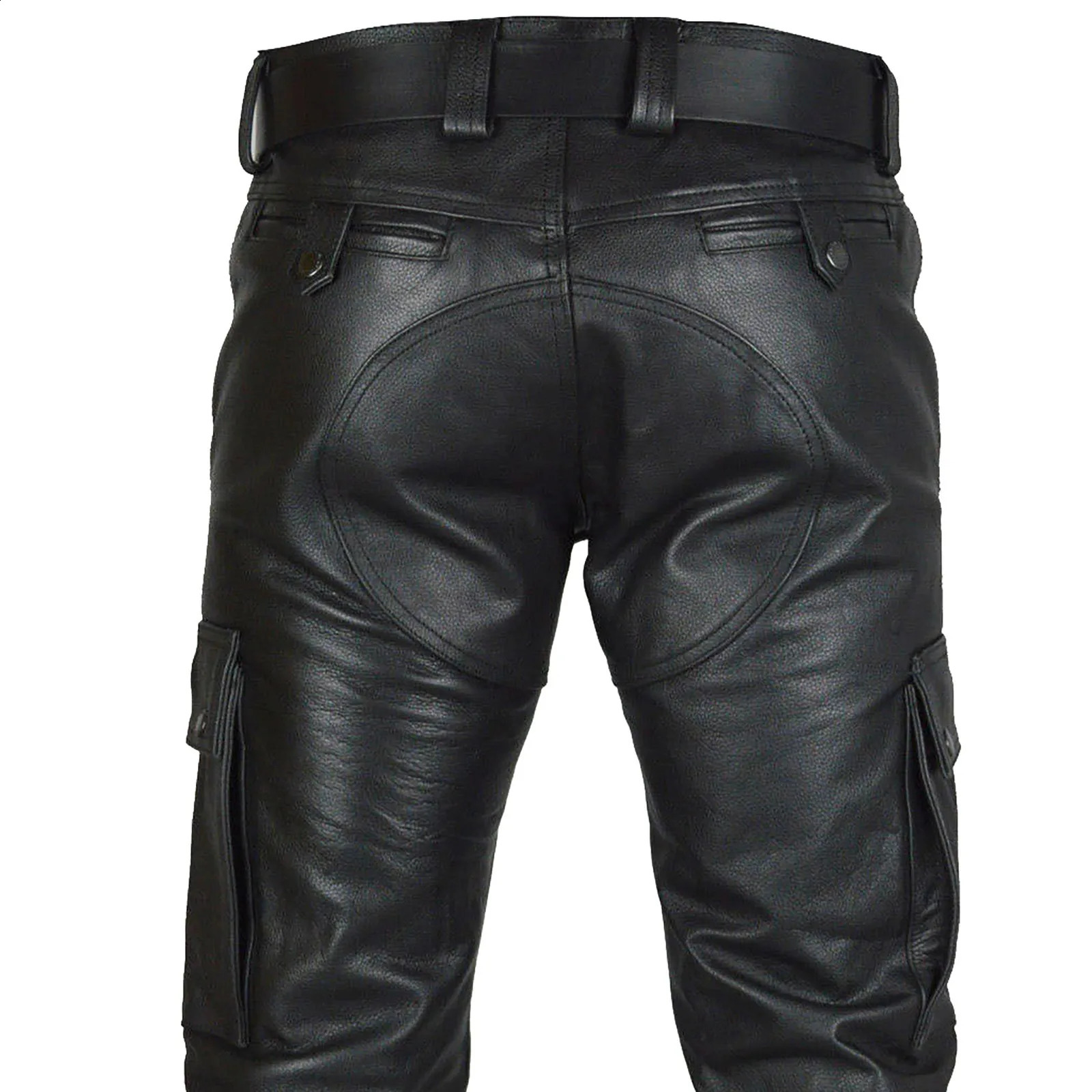 Punk PU leather mens pants retro gothic ultra-thin mens pants with multiple pockets Trouser casual motorcycle bike pants mens bike pants 240913