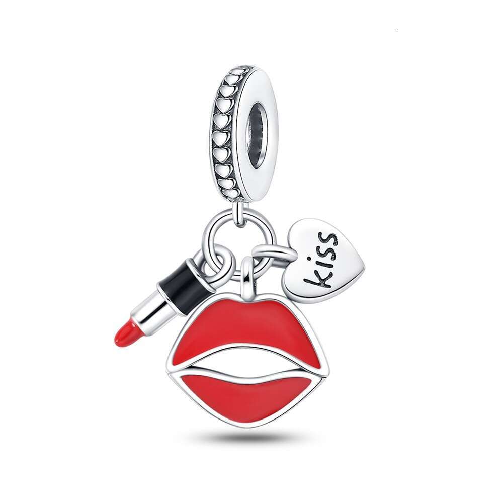 925 Sterling silver Hot goddess series perfume lipstick high-heeled shoes bag hanging beads Charms Valentine's Day birthday gift for women DIY br