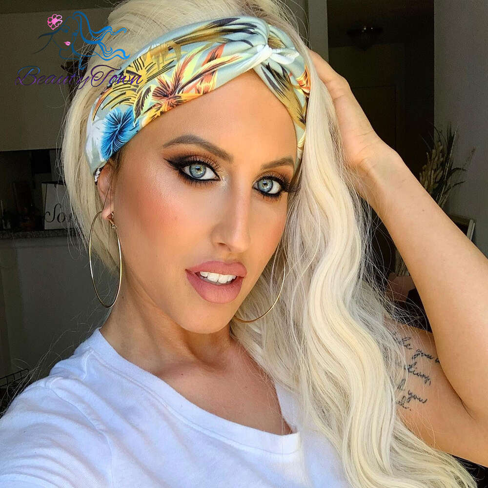 Long Blonde Wig For Women Lose Wave Wigs 26Inch Daily Wedding Party Valentine Synthetic Headband Wig With 2 Free Bands