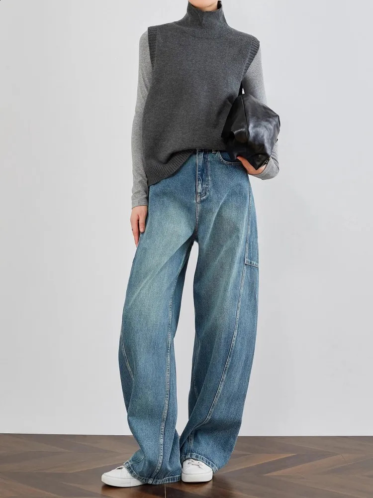 Wash Water Wide Leg Jeans For Women In 2024 Spring And Autumn Sense Elongated Loose Casual Sickle Shaped Pants 240911