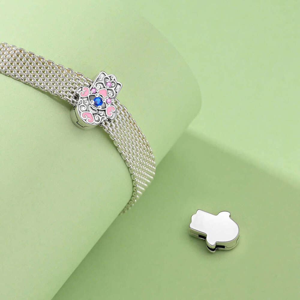 New Flat Bead Fatima Lucky Clover Life Tree Beads 925 Sterling Silver Charms Pendant DIY Jewelry Accessories Gifts for women