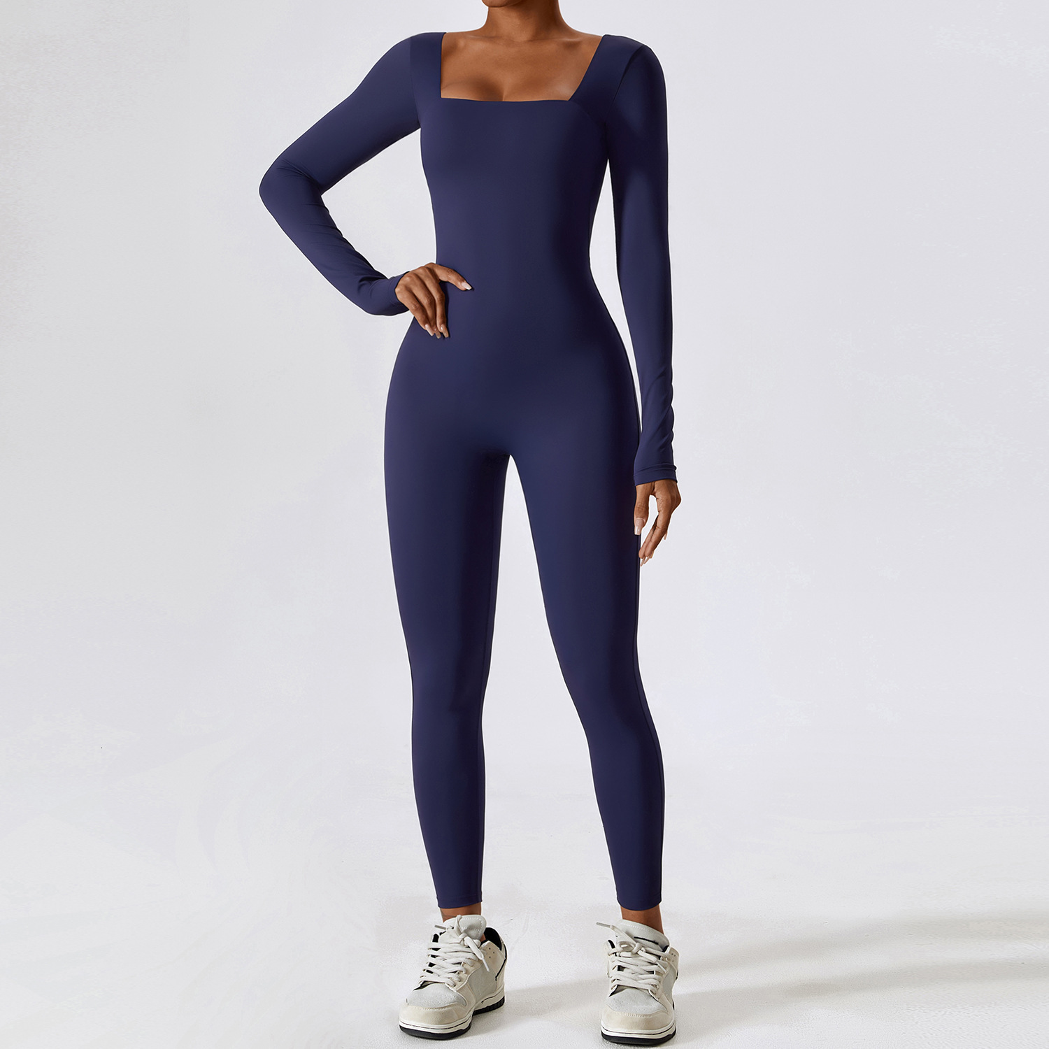Gym Workout Yoga Clothes Dance Fiess Long Sleeved One Piece Sports Jumpsuit Sexy Tight Boilersuit Women Tracuit