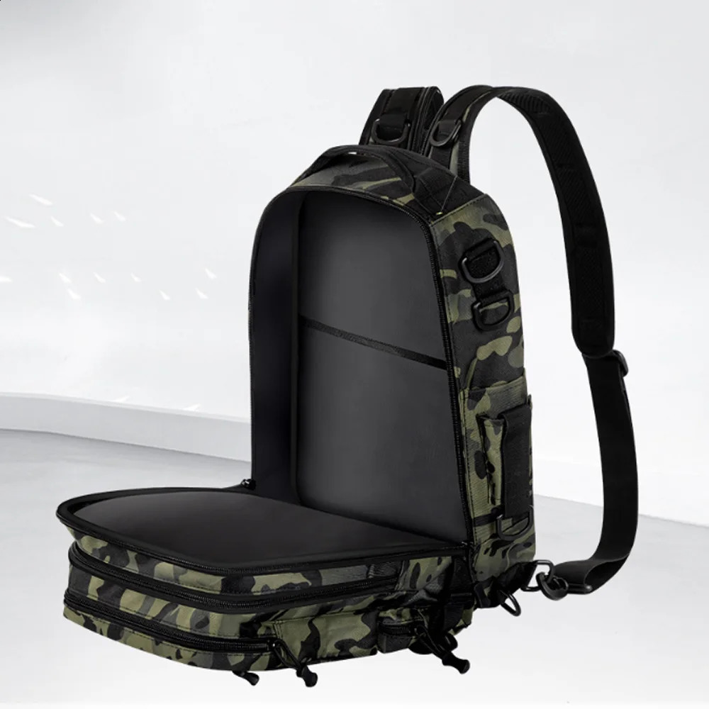 Cross body multifunctional fishing bag waterproof tactical backpack outdoor shoulder sports box mens 240911