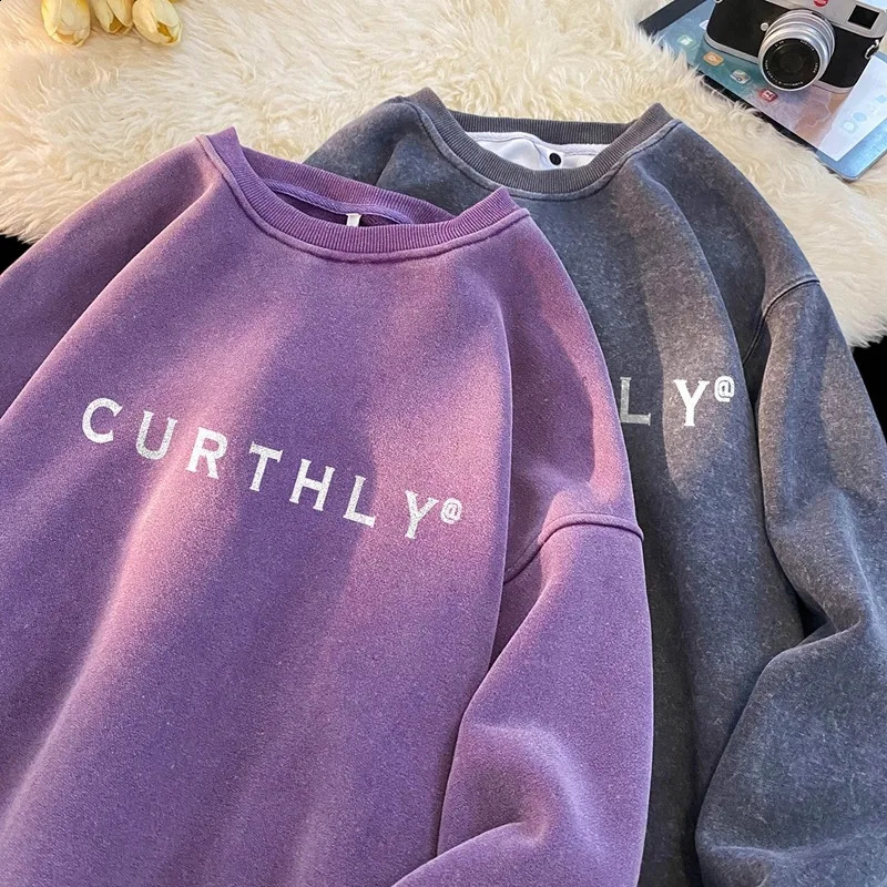 NXXTRESS Vintage batik Letter moon Print O-Neck Hoodies Casual Loose Hoodies Sweatshirts Long Sleeve Tops Streetwear Pullovers 240911
