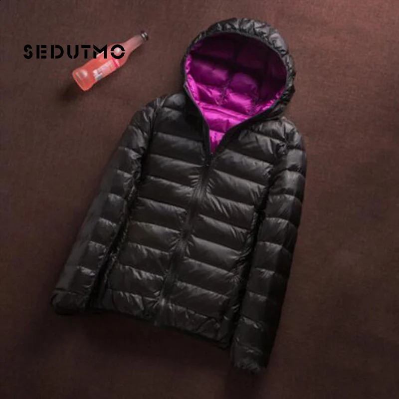 SEDUTMO Winter Duck Down Jacket Womens Ultra Light Hoodie Jacket Double sided Wear resistant Jacket Spring Inflatable Jacket ED657 240913