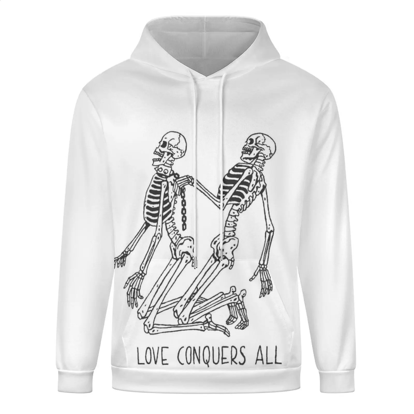 Autumn/Winter Mens/Womens Solid Color Hoodie Simple Casual Loose American Trend Punk Style Simple Skull Print Hoodie 240911