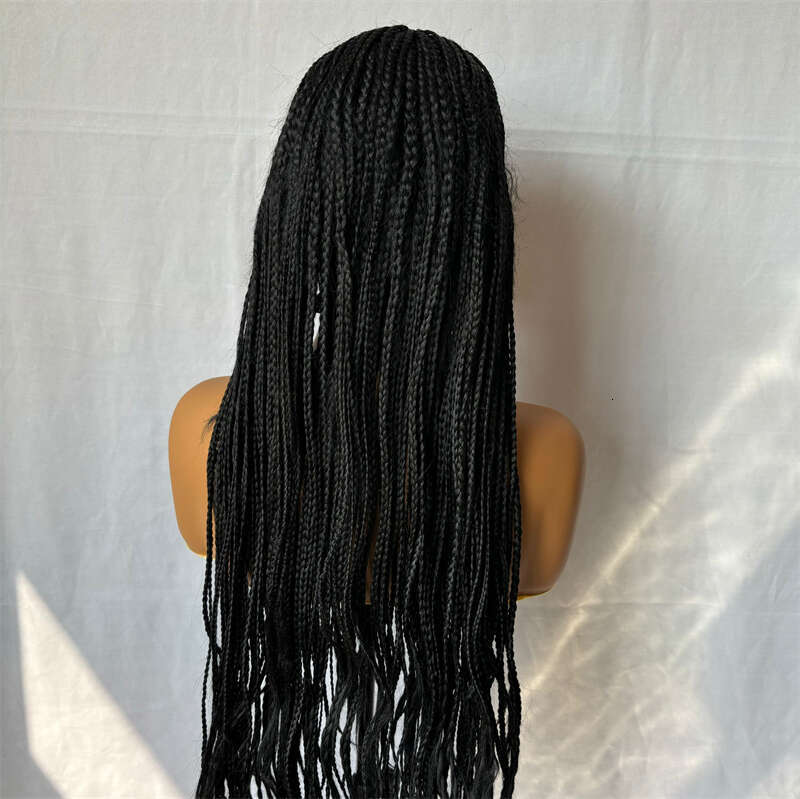 Synthetic HD Transparent Lace Front Braided Wig For Black Women Crochet Braid Braiding Hair Knotless Box Cornrow Braids Wigs