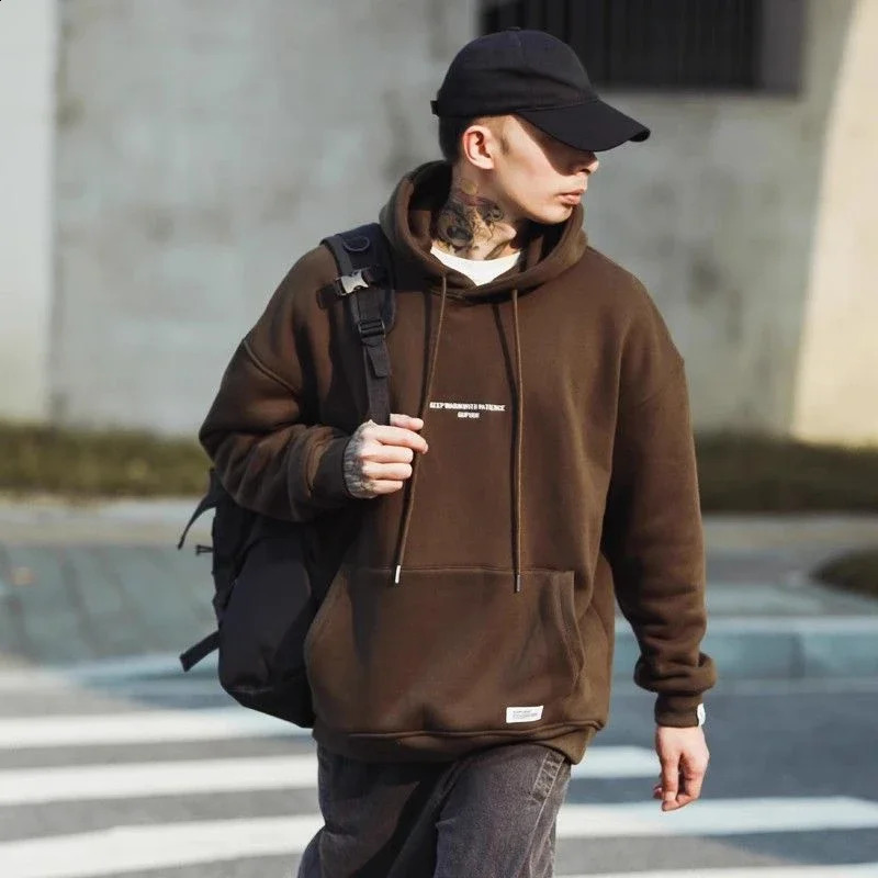 Sweatshirt for Men Hooded 90s Vintage Fleeced Male Clothes Hoodies Aesthetic S Novelty and Sweat Shirt No Simple 240906