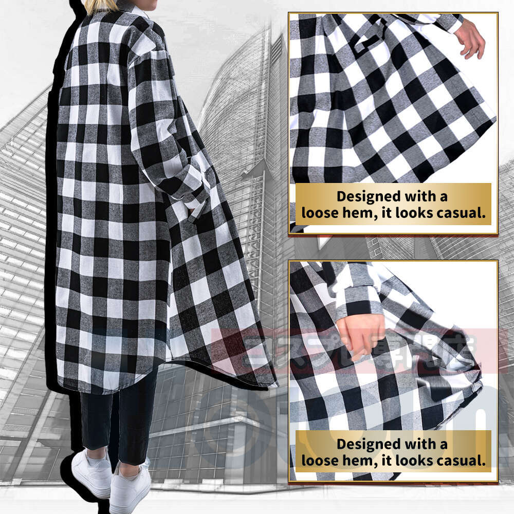 HOLOUN Anime Tokyo Manji Gang Manjiro Sano Mikey Cosplay Costume Long Sleeve Plaid Shirts Blouses Coat Daily Casual Wear