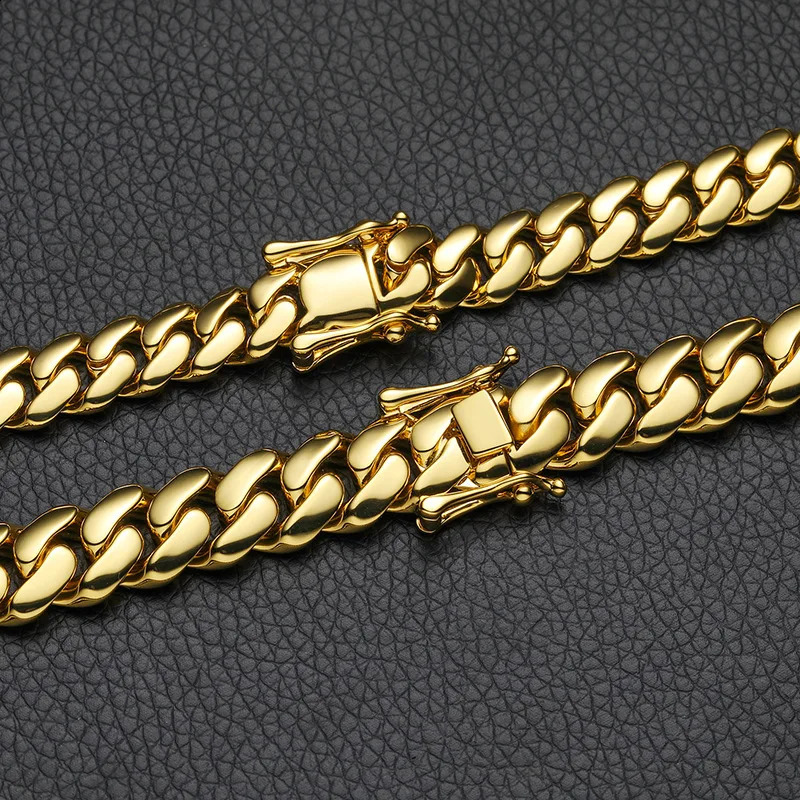 10mm-22mm wide Hip Hop Bling Gold Color Round Miami Curb Cuban Link Chain Bracelets for Men Rapper Jewelry Drop 240910