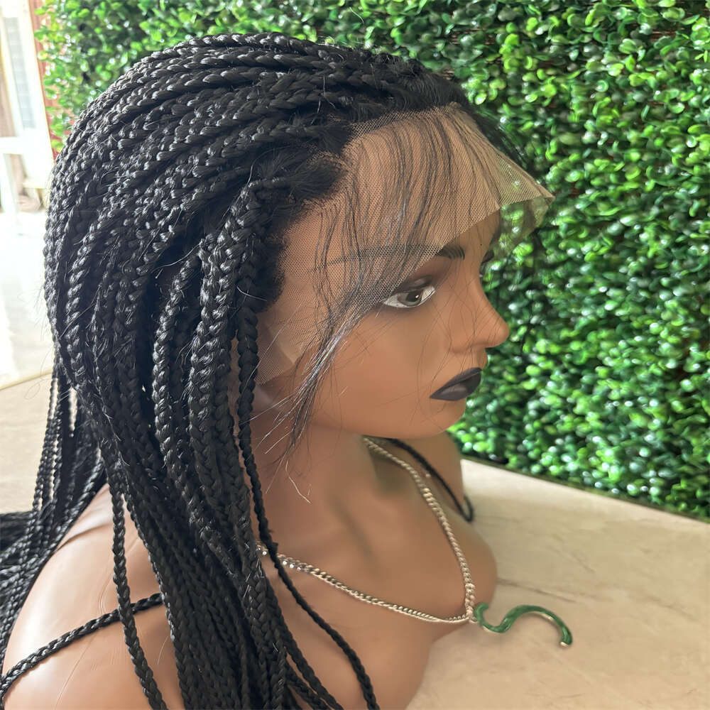28 Inch Synthetic Full Lace Front Wigs For Black Women Long Square Knotless Box Braided Wig With Baby Hair