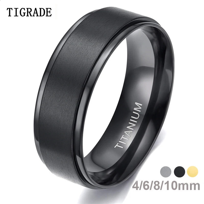 Tigrade 810mm Black Ring Man Brushed Wedding Band Women Engagement Rings Silver Color Bague Femme anneau bijoux 240906