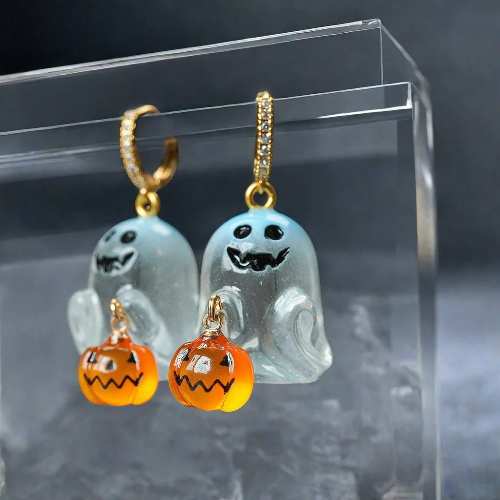Ghost and Pumpkin Halloween Dangle Earring For Women 240914